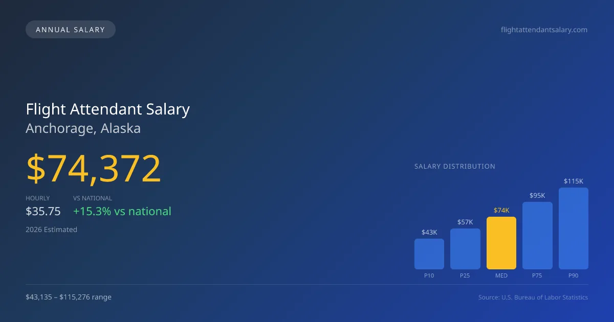 Flight Attendant Salary in Anchorage, AK — 2026 est., based on 2025 BLS