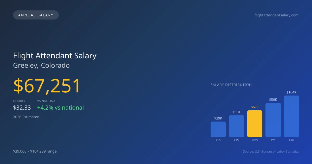 Flight Attendant Salary in Greeley, CO — 2026 est., based on 2025 BLS