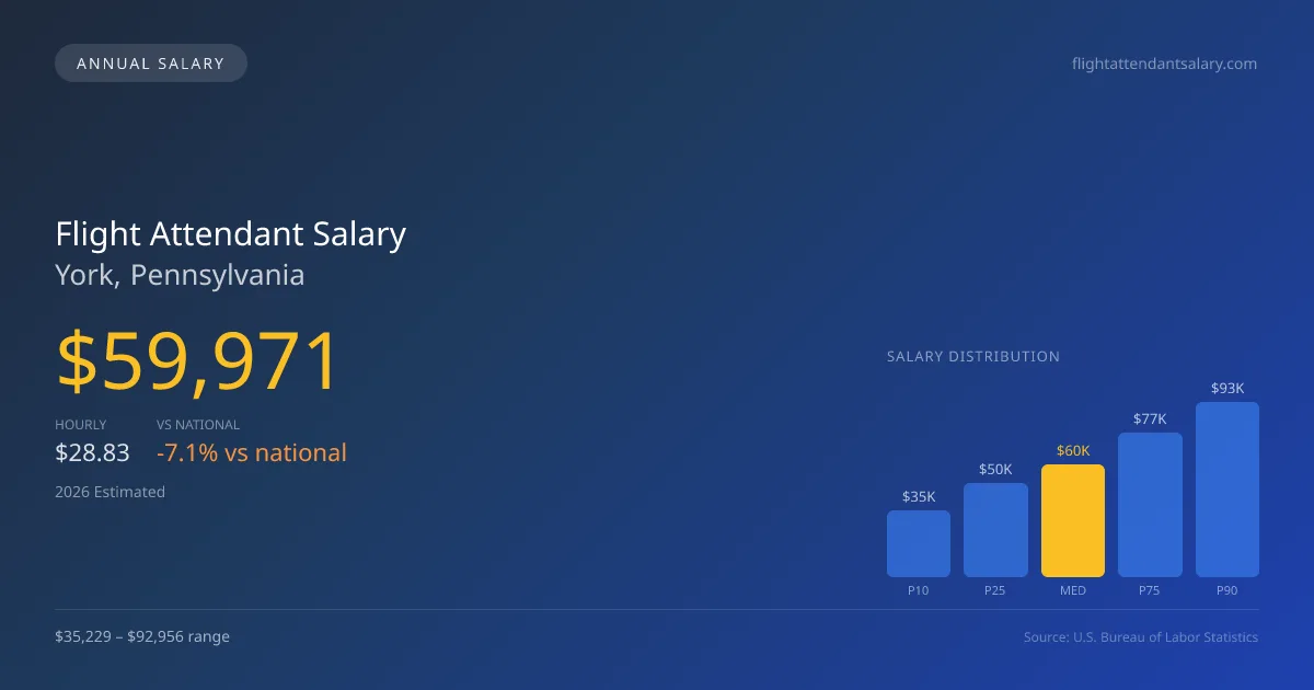 Flight Attendant Salary in York, PA โ 2026 est., based on 2025 BLS
