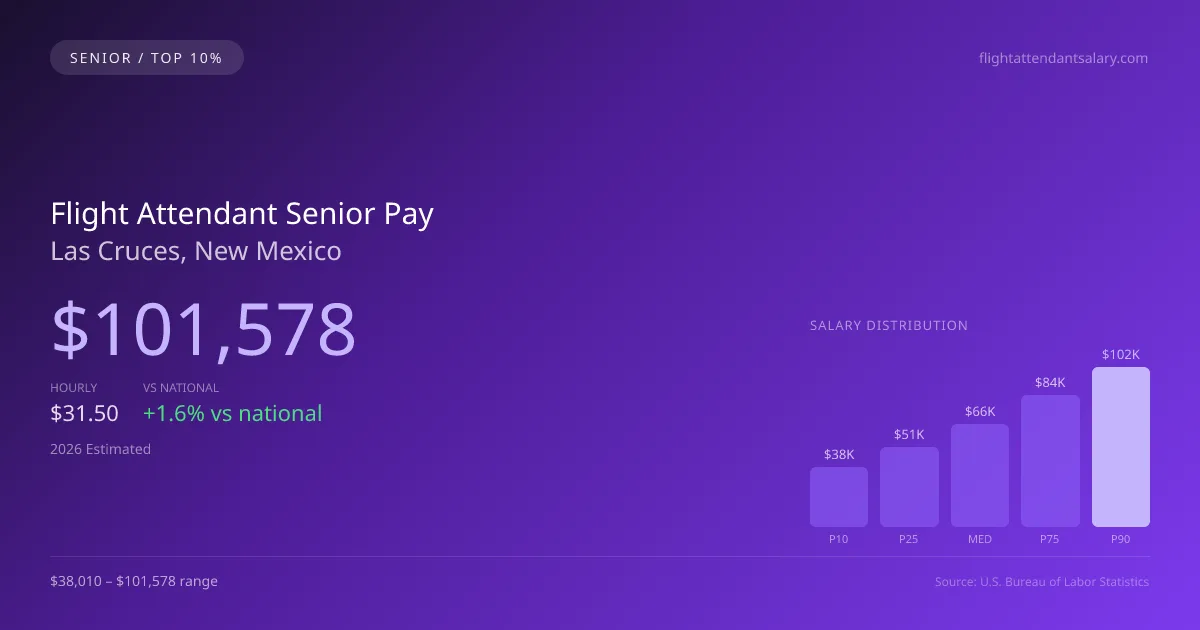 Flight Attendant Senior Salary in Las Cruces, NM — 2026 est., based on 2025 BLS