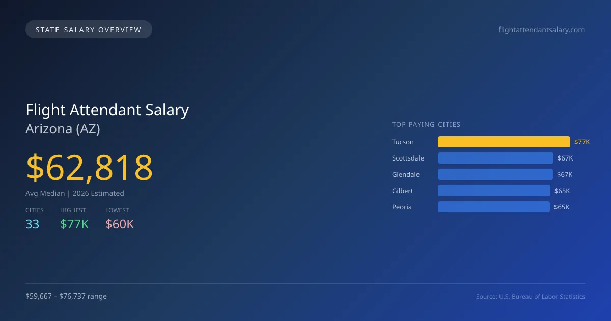 Flight Attendant Salary in Arizona - 2025 BLS Data Infographic