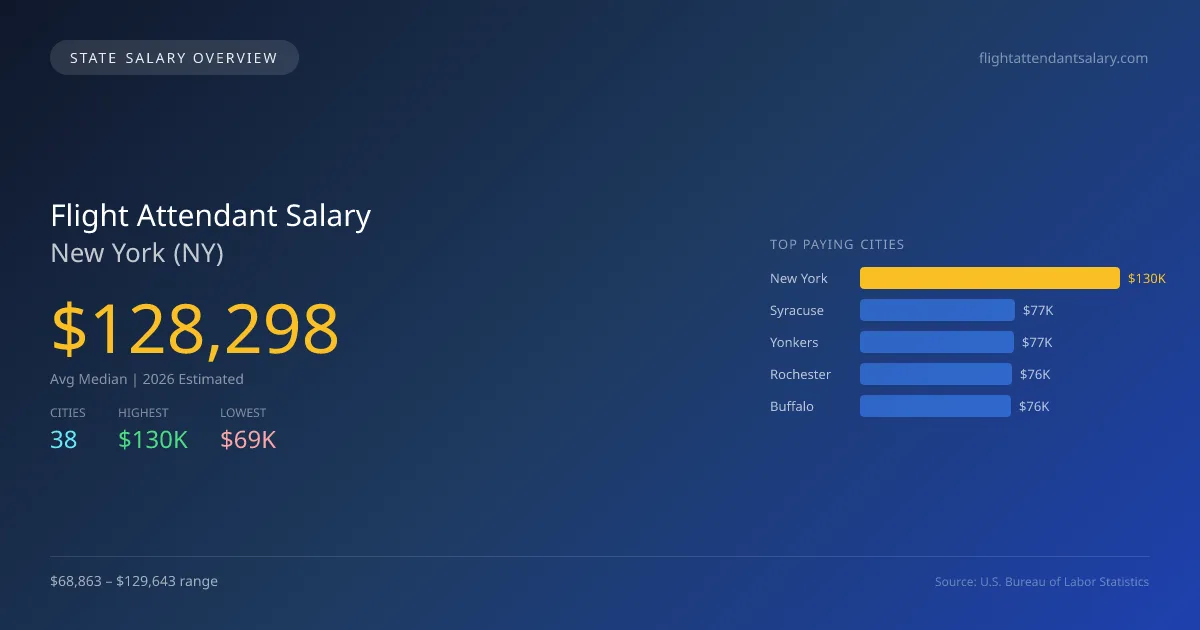 Flight Attendant Salary in New York - 2025 BLS Data Infographic